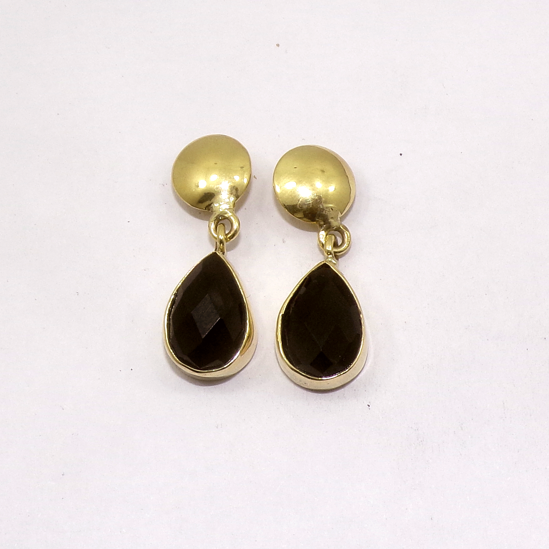 Black Onyx Cut Stud Earring F - JBS999 Cut Pear Shape 18ct Gold Plating Plain Stud Earring